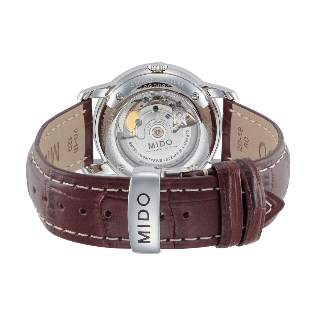 Mido Belluna Series Automatic Mechanical Movement Waterproof Date Display Watch 39Mm Black Dial Stainless Steel Case Leather Strap M010.408.16.051.10