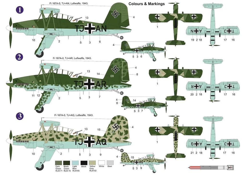 Модель AZ, немецкая пластиковая модель Fieseler AZM7847 1/72 Fi167A-0