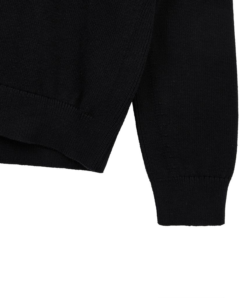 NOIRER Cashmere Cotton Deep V-Neck Knit (Black)