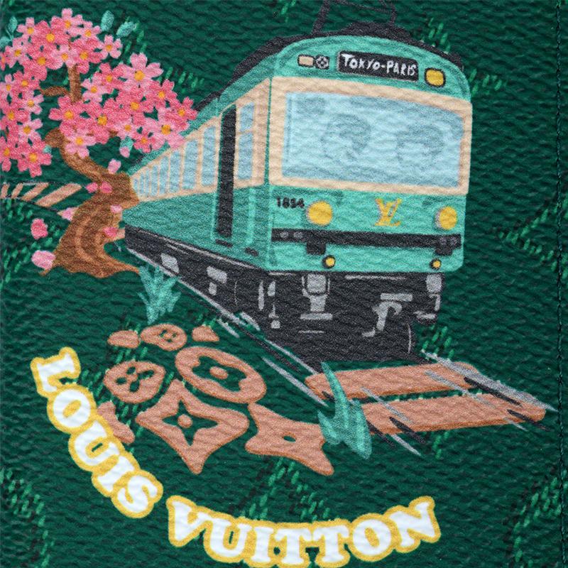 Louis Vuitton Коллаборация X Nigo Карманный органайзер Кошелек-держатель для карт Monogram Coated Canvas Мужские кошельки Зеленый M25971