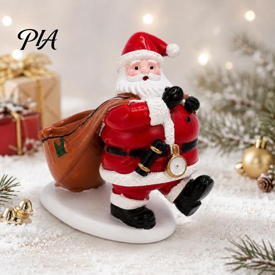 Decorative Resin Sculpture Santa Claus Candy Bowl, Christmas Tabletop Ornament with Holiday Party Table Centerpiece Storage Slot, Creative Desktop