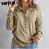 GMXIA Solid Color Sweater Women's Single Breasted Lapel Long Sleeve Loose Casual Base Top Autumn and Winter