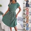 Fashion Women's Summer Round Neck Casual Fashion Printed Pullover Dress