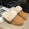 Модные женские тапочки на толстой подошве, плюшевые, теплые, нескользящие, из искусственного меха, зимняя обувь для женщин 2025, удобные пушистые тапочки на платформе, большие размеры