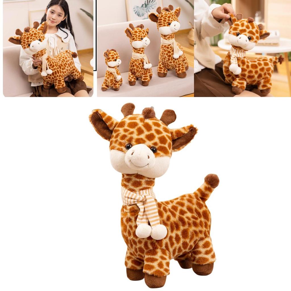 Cute Giraffe Plush Doll High Quality Short Plush Stuffed Animal Scarf Toy For Children