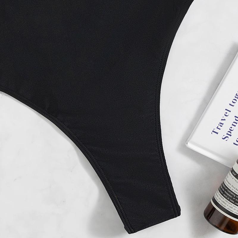 Женский сплошной черный цельный купальник с длинными рукавами и открытой спиной, со стразами, пляжный купальный костюм, роскошный купальник со стразами