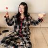 Couple Matching Pajama Set Womens Plaid Long Sleeve Loungewear Soft Cloud Cotton Homewear