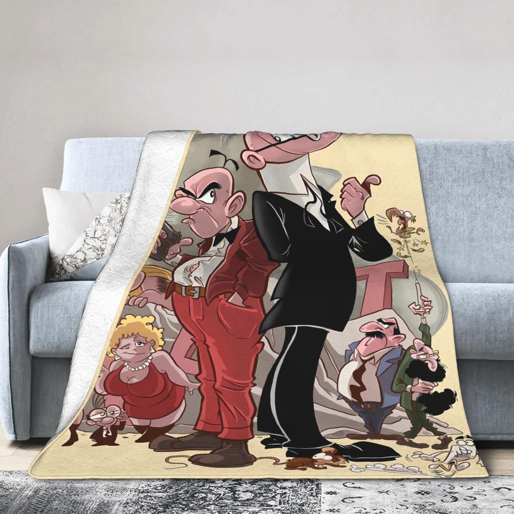 Mort & Phil Mortadelo y Filemón Blanket  Warm Soft Graphic Plush Throw Blanket For Home Decor Picnic Flannel Bedspread Bed Cover