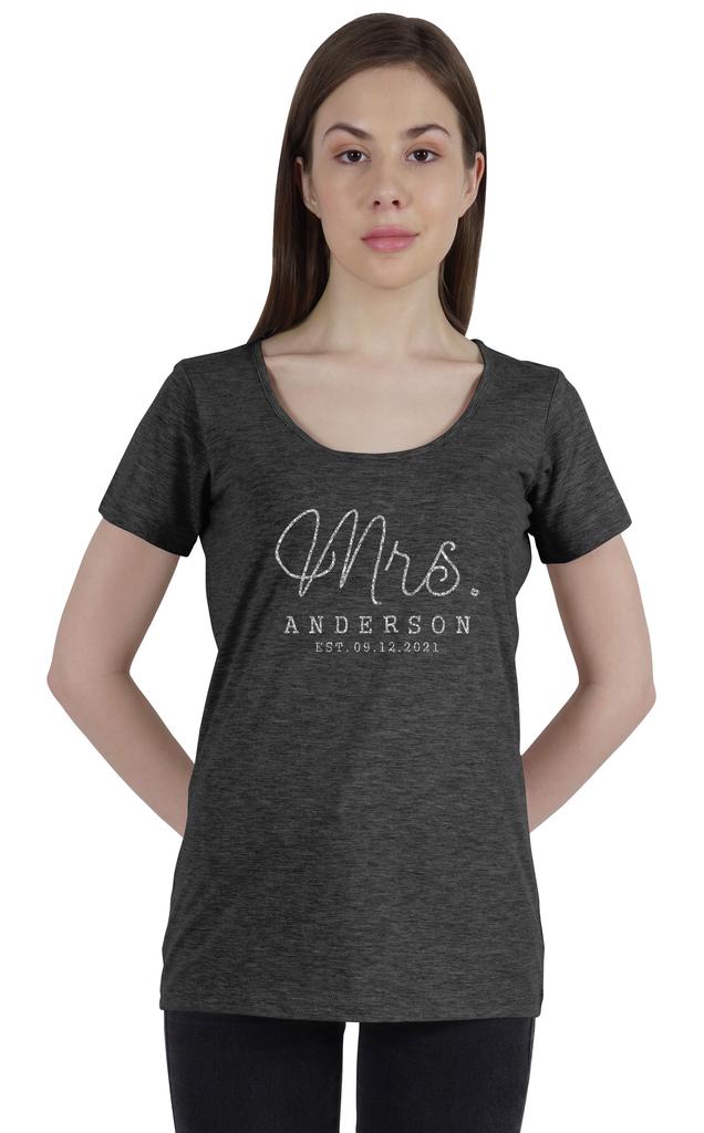 Inkdotpot Персонализированная женская футболка-топ Mrs Wedding Announcement Shirt-2S
