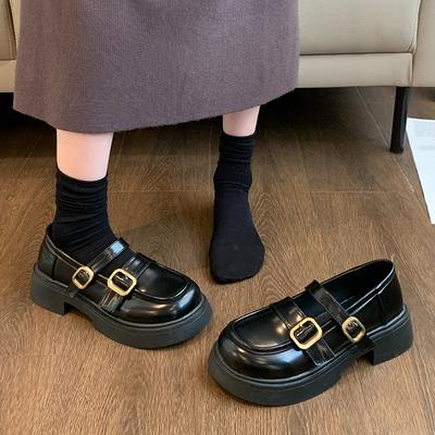 Туфли Мэри Джейн на толстой подошве, женские, весна и осень, с коротким носком, туфли A Word with College Lefou, с завышенной талией, с небольшой подошвой, женские, кожаные туфли