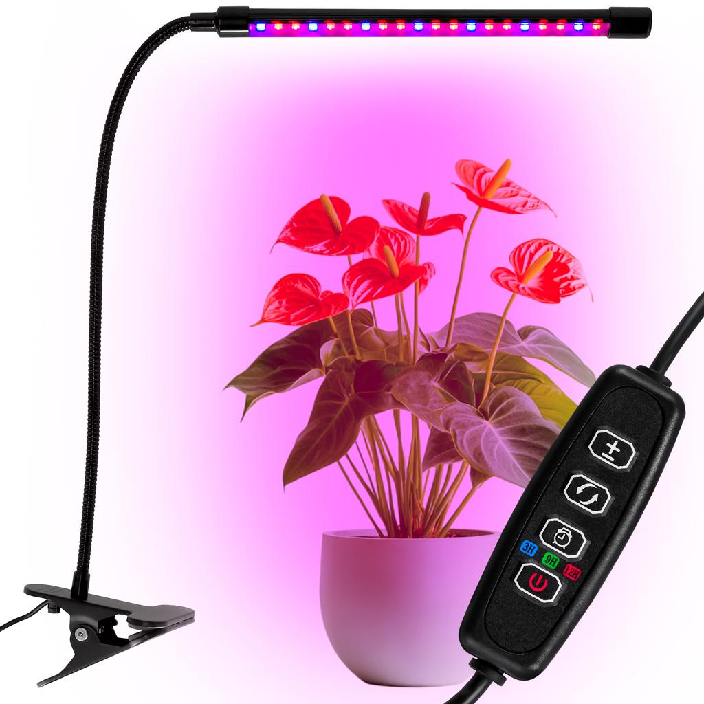 Led Plant Growth Lamp 20 Diodes Timer 9W Home Plant Cultivation With Mains Adapter
