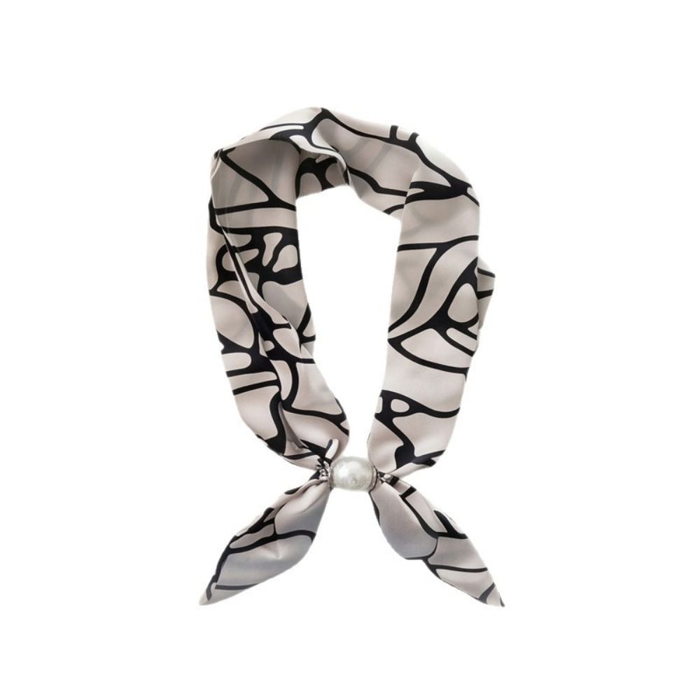 No Tie Silk Scarf Magnetic Pearl Buckle Women Neckerchief Sun Protection Satin Neck Scarf  Summer