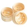 Natural Bamboo Mini Steamer Set of 3 (8cm Diameter) (Mini 3-Piece Set (8cm))