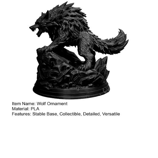 yangyizhi 3D Printed Wolf Statue, Howling Figurine, Wild on Rock Sculpture, Collectible Animal Ornament for Home Office Desk