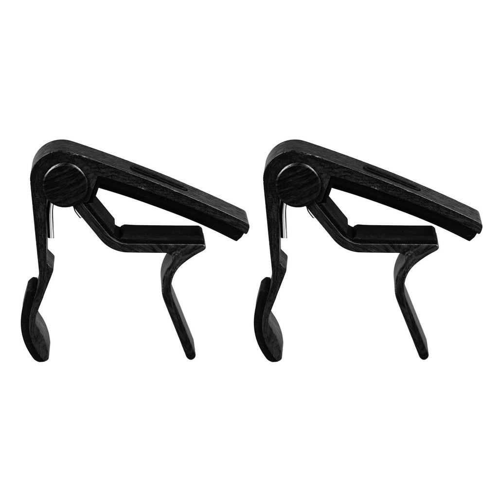 2 шт. Каподастр для акустической гитары Деревянная резиновая накладка Регулируемый Профессиональный Каподастр для электрогитары с 5 медиаторами Черный