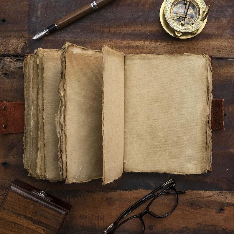 New Vintage Leather Journal Recycled Paper Journal, For Notes, Notebook, Sketch Book, Diary, Handmade Book