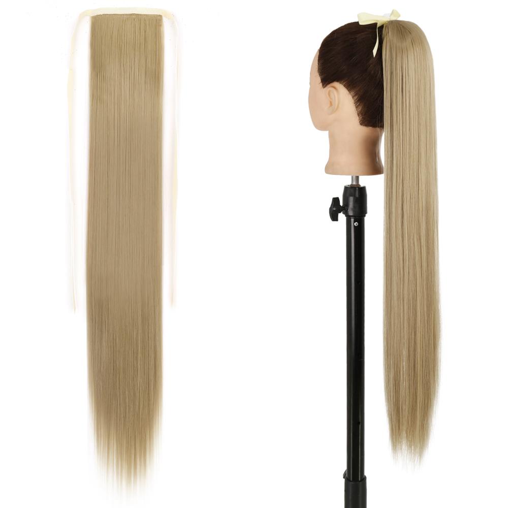 MISS WIG Synthetic Long Straight Hair Extension Wrap Around Clip In Heat Resistant Fiber Ponytail Natural Pony Tail for Women
