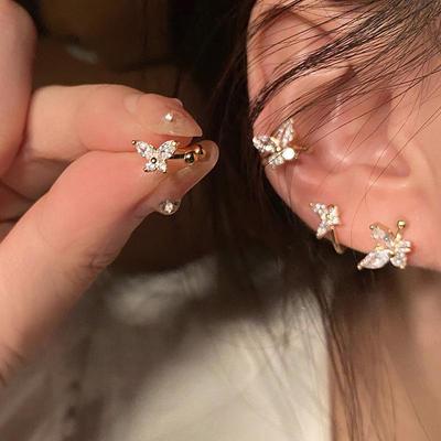 Изысканные непроколотые клипсы-бабочки из циркония — роскошный нишевый дизайн для женщин