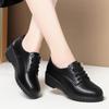 Women's Black Leather Work Shoes, Comfortable Soft Sole for Long Standing, Ideal for Spring and Autumn, Suitable for Middle-Aged and Elderly.