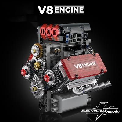 Кирпичный V8 Двигатель Моторизованная Модель-Симулятор Электрический Привод Строительные Блоки Технические Детали Автомобиля Креативные Игрушки Подарки Мальчики Взрослый
