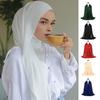 Women Headscarf Solid Color Shiny Crinkled Chiffon Shawl Breathable Wrap Turban