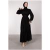 All-over Tulle Floor Ruffle Hijab Evening Dress