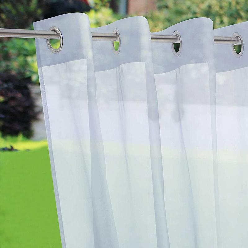 Patio Waterproof Voile Sheer Outdoor Garden Curtains Eyelets Yard Divider Gazebo Pergola Curtains Panel Tulle Net Window Drapes