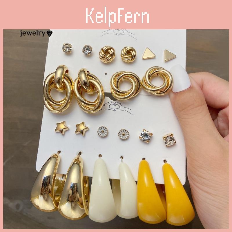 Big Color 17km Gold Boho Hoop Earrings Set For Women Geometirc Square Circle Hoop Earrings Brincos 2021 Trend Jewelry Gift