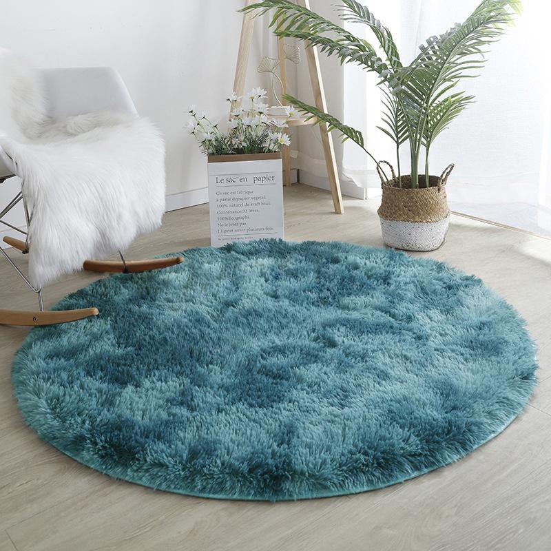 Плюшевый круглый ковер оранжевый тай-дай градиентный игровой коврик скандинавский декор круглый ковер для девочек мягкий милый коврик для стула ковер для спальни