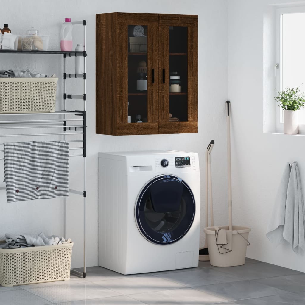 Wall Cabinet Brown Oak Effect 69.5 x 34 x 90 cm