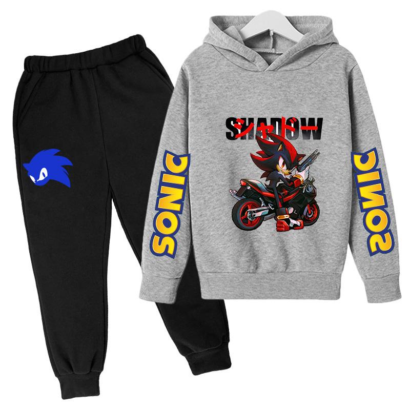 TZWY2026 Anime Sonic The Hedgehog Children's Sweater Suit Cartoon Pullover Boy Warm Sweater Hoodie+Sweatpants 2d Fashion Sportswear