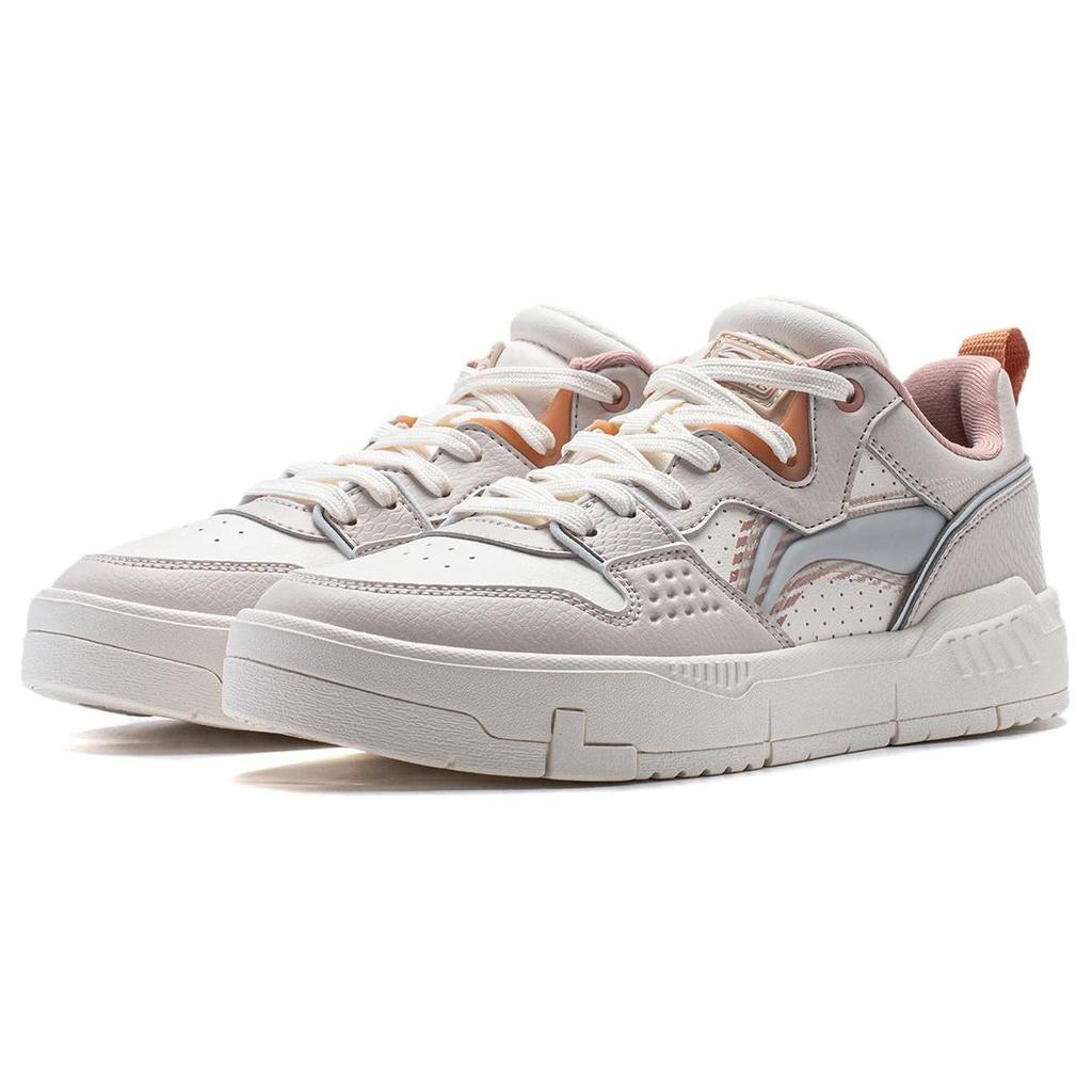 Li Ning Common 80-е Синтетическая кожа Нескользящая Амортизация Низкие Кеды для Скейтборда Женские Серый Белый AGCU008-2
