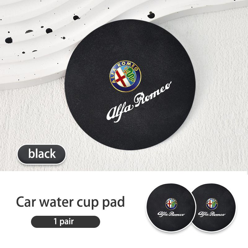 BLMNW1 2pcs Car Water Cup Coaster Colorful Non Slip Pad Accessories For Alfa Romeo Giulia 147 Mito 156 159 166 GT Stelvio Brera Volante