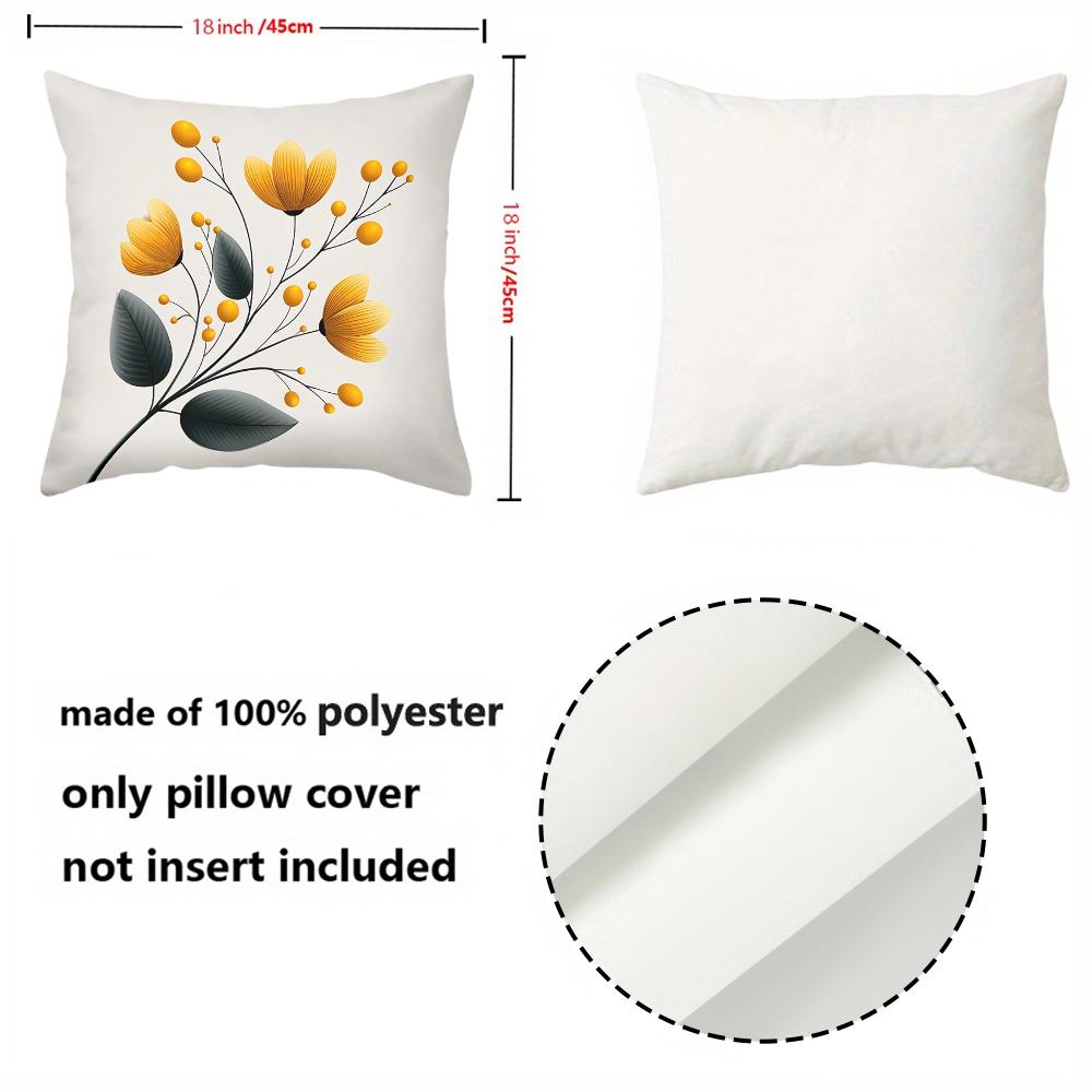 1 Pieces Yellow Floral Modern Art Throw Pillow Covers Pattern Cushion Cover Suitable For Sofa Bedroom Car Pillow Cover