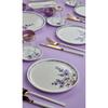 Sakura Flower Purple Luxury Ceramic 21 Piece Breakfast Set for 6 People, Breakfast Set
