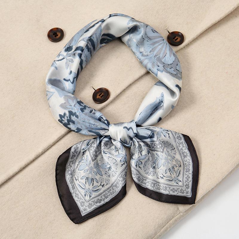 Luxury Women Silk Square Scarf Shawl Fashion Xiaoxiangfeng Print Design Satin Hijab Wraps Neckerchief Female Hair Bands 70*70CM