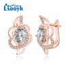 LSOOYH серьги-клипсы цвета розового золота, модные серьги для женщин, серьги-гвоздики с полым цирконием, ювелирные изделия