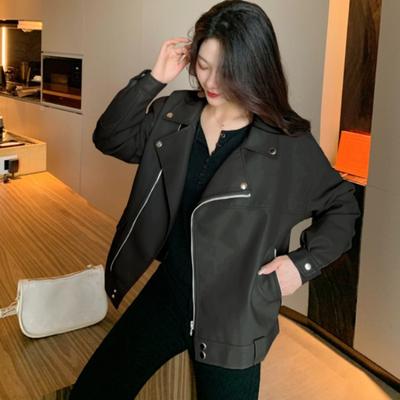 Свободная кожаная куртка женская в американском стиле, маленький короткий костюм, гонконгский стиль, кожаная куртка для мотоцикла, весна, новый стиль
