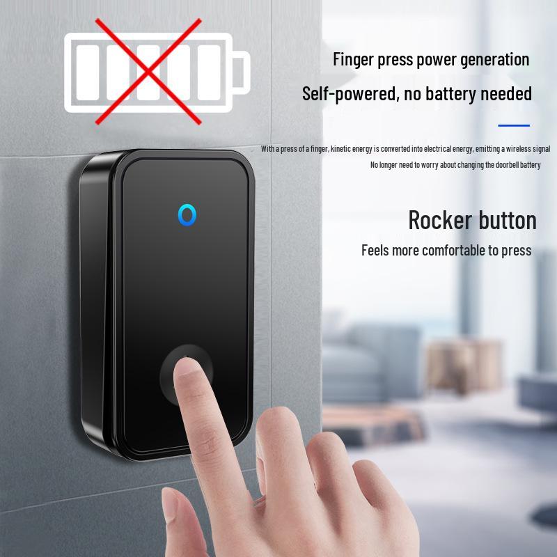 Кинетический беспроводной водонепроницаемый дверной звонок, без батареек, дальний радиус действия, высокая громкость, идеально подходит для пожилых людей.
