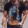 Летний топ с круглым вырезом и принтом 3D волка, модные повседневные футболки с короткими рукавами для мужчин
