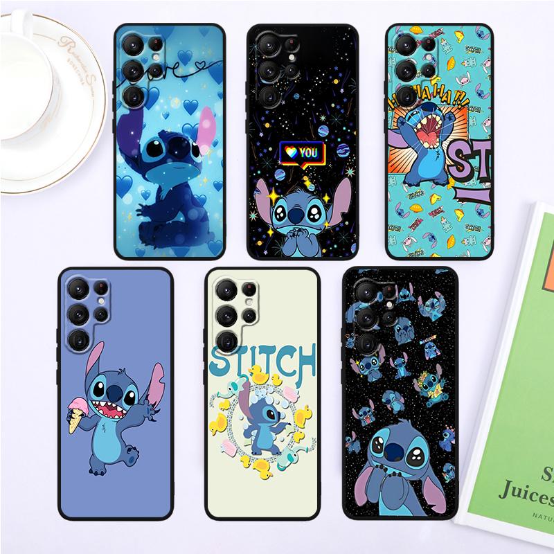 Чехол для телефона Stitch Cartoon Cute для Samsung Galaxy S24 S23 S22 S21 S20 FE S10 S10E Plus Ultra Pro Lite 5G Black TPU