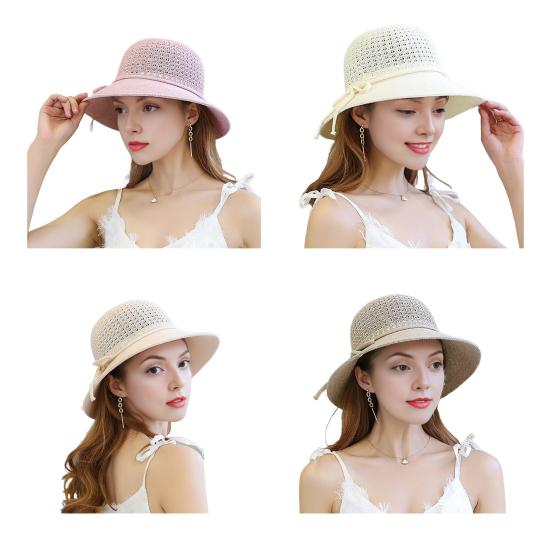 Summer Beach Cap Sun Hat for Woven Floppy Wide Brim Bucket