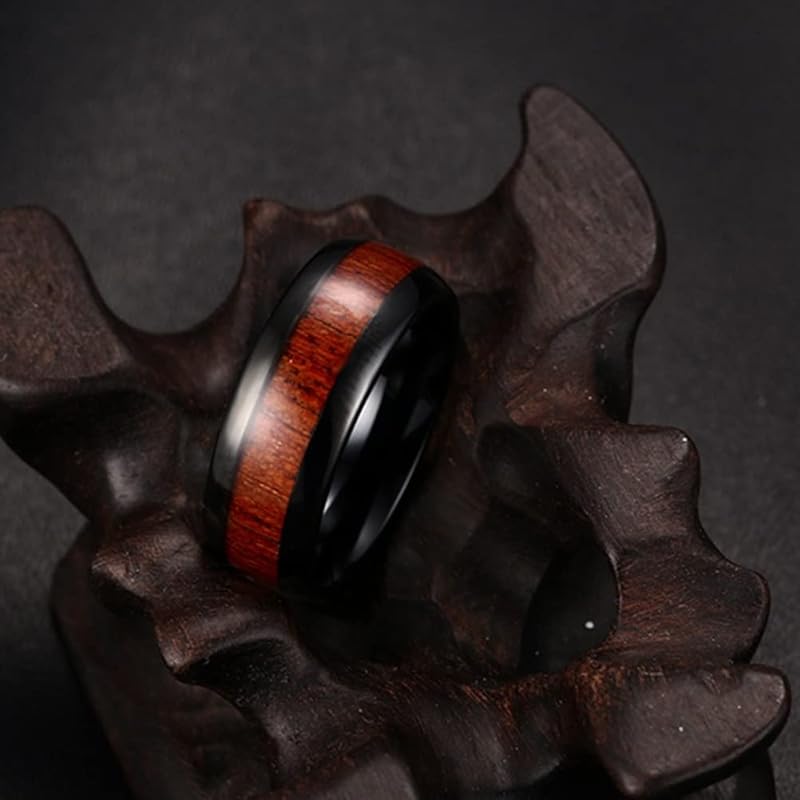 [Rockyu] ring men's Fashionable tungsten ring No. 14 wooden ring light Durability width 8mm