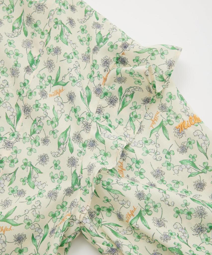 Milkfed Floral Print Ruffle Sleeve Casual Off White Women's Dress,