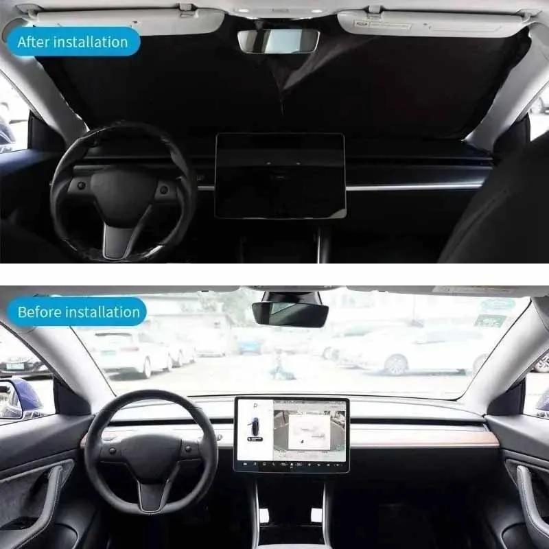 Солнцезащитный козырек на лобовое стекло автомобиля для Tesla Model 3 YXS, складной козырек на переднее стекло, теплозащитный козырек, автомобильные аксессуары