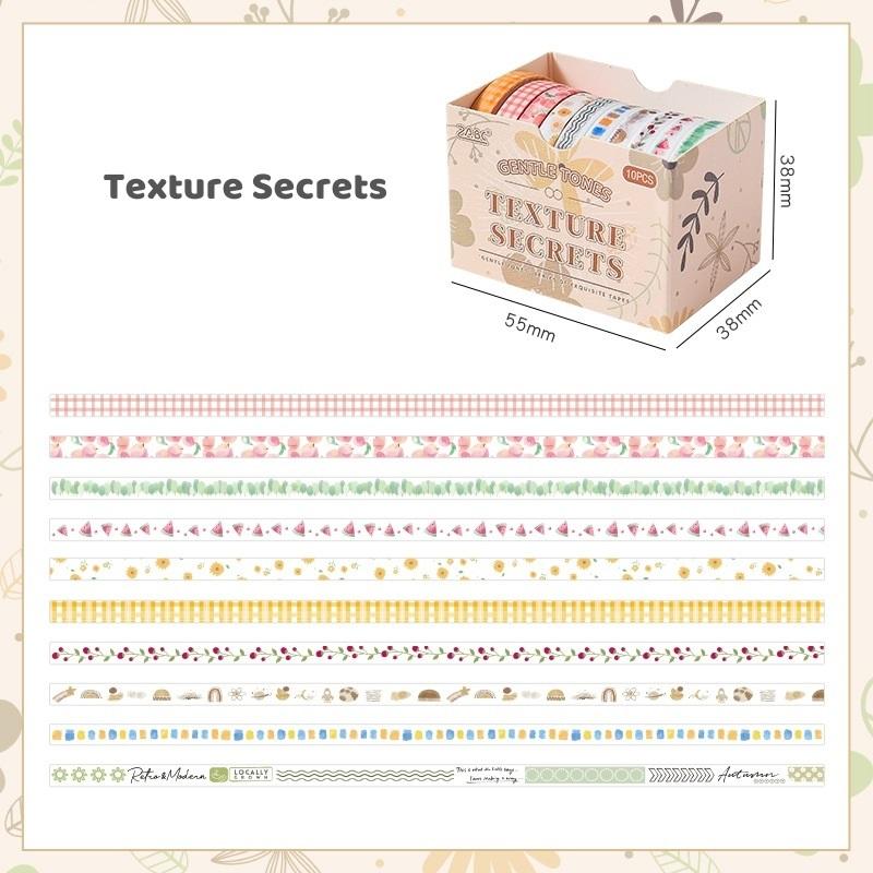 10 Rolls Gentle Color Tone Washi Tapes Set Super Mini Basic Flower Pattern 5mm Lace Paper Masking Tape Decoration Stickers
