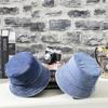 2023 Hight Quality Denim Wash Flat Top Bucket Hats Lady Leisure Sun Cap Man Outdoors Fisherman Hat 56-59cm