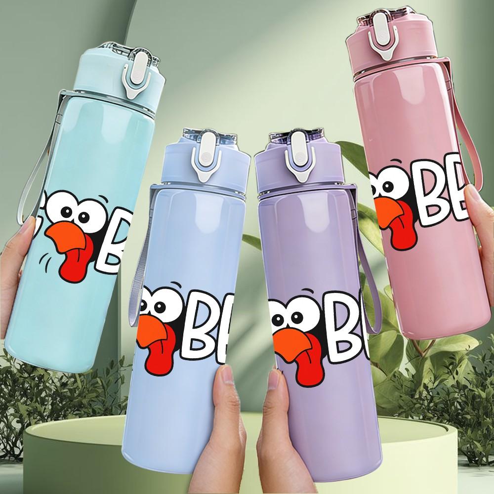 1PC Gobble Turkey Cartoon Print 750ml Color Plastic Sports Water Bottle Leakproof Flip Straw Lid Suitable for Sports Office Home Use
