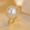 Cold Wind Geometric Inlaid Ring, Female Personality Simple Temperament Pearl Square Opening Adjustment Ring