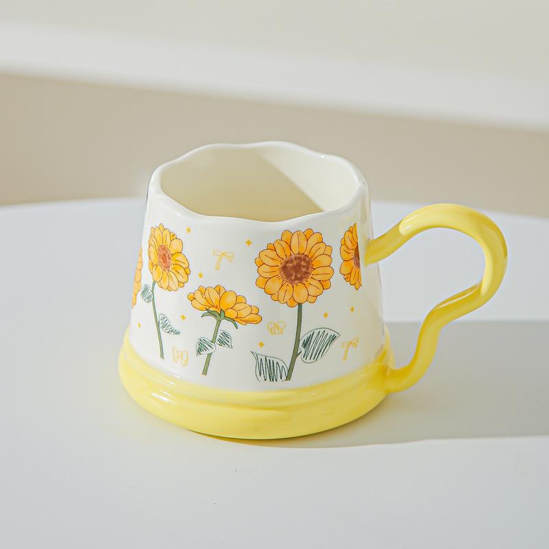 Souvenir Gifts Pastoral Style Single Cup Sunflower Ceramic Cup Household Set Mug Tulip Cup